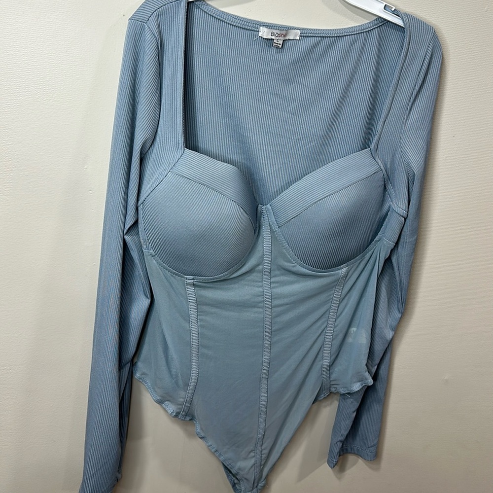 Blue almost see through bodysuit